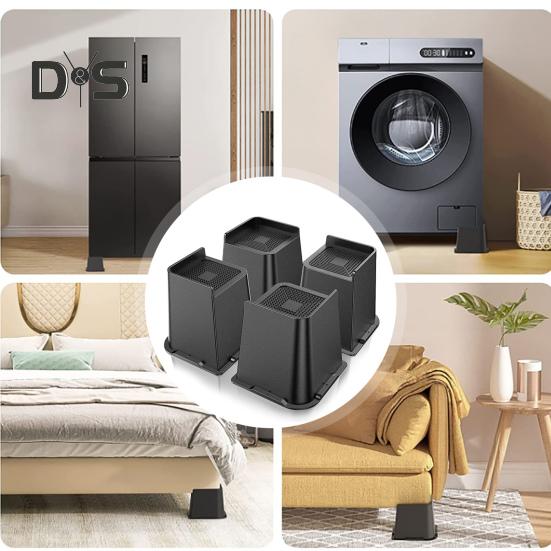 4ks 5/6-palcový zvedák na nábytek, těžká podpěra postele, podpora až 6000 liber, protiskluzová podpěra pro stůl, gauč, židli, pohovku, skříň, zvedák nohou