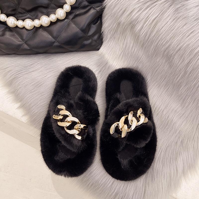 2025 autumn and winter new small muffin thick sole heightening plush fluffy cotton slippers women wear home fluffy shoes