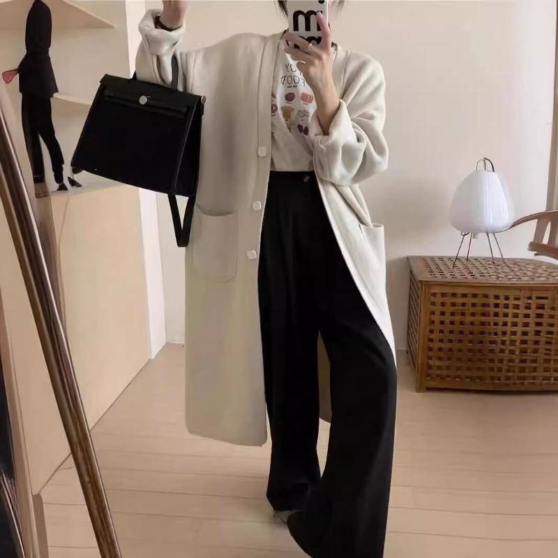 Knitted cardigan sweater jacket autumn and winter new lazy wind with medium and long knee loose coat jacket