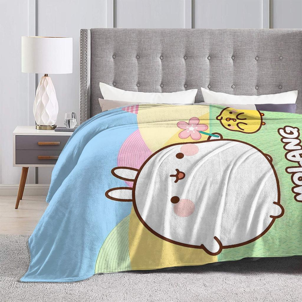 M-Molangs with Piupiu  Blanket Quality Warm Soft  Throw Blanket Autumn Travel Bedroom Pattern Bedspread