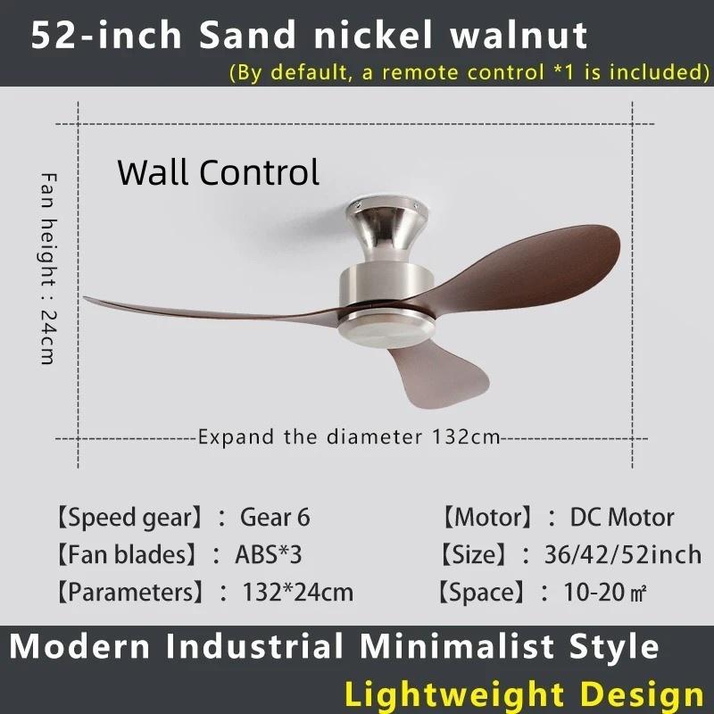 36-52" No-Light Design Multi-Space Use Electric Fan Low-Profile Flush Mount Ceiling Fan Remote Control Industrial Vintage Fan