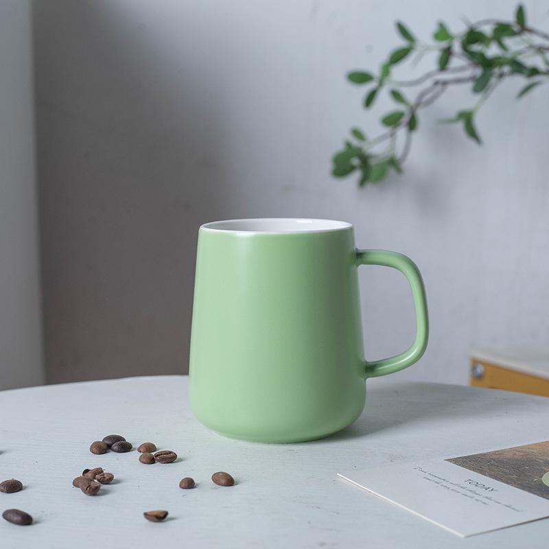 Nordic Ceramic Ns Wind Mug Creative with Lid with Spoon Water Cup Simple Coffee Cup Solid Color Cream Wind Matte