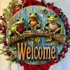 Vintage Metal Tin Sign Three Frogs Pattern Welcome Wall Art Poster Home Decor