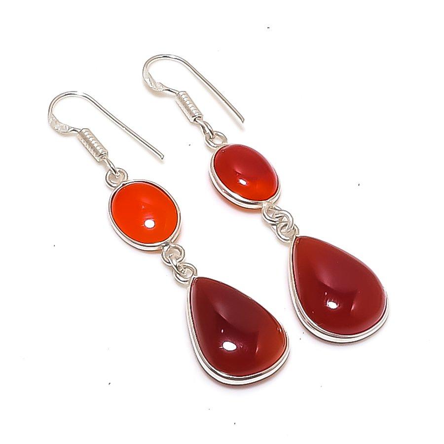 

Natural Carnelian Gemstone 925 Sterling Silver Jewelry Earring 2.21 AE-12059
