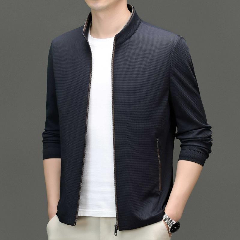 Wiosna i Jesień Nowe Męskie Kurtki Casualowe Klapy Męskie Top Biznesowy dla Mężczyzn w Średnim Wieku Cienkie Luźne Kurtki Taty