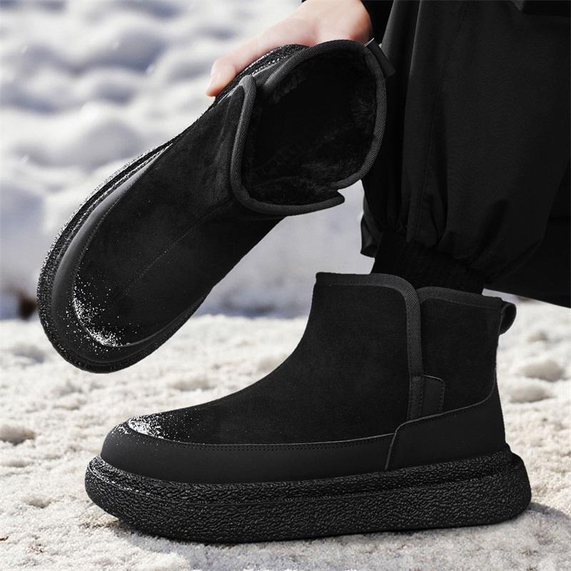 Men's Snow Boots for Casual Winter Shoes Platform Non-slip Warm Fur Ankle Boots Plush Combat Outdoor Hiking Motorcycle Boots