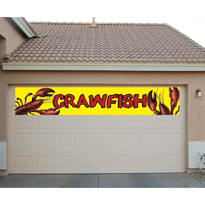 Large Crawfish Sign Banner Yellow Crawfish Sign for Restaurant Crawfish Party Supplies Decorations Craw Fish Yellow Flag - 9.8 x 1.6 ft