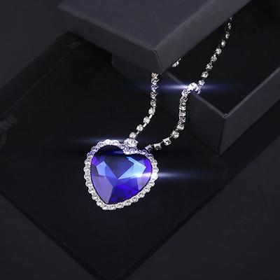 Filme titânico coração do oceano colar amor para sempre azul vermelho cristal pingentes colar feminino jóias de casamento presente