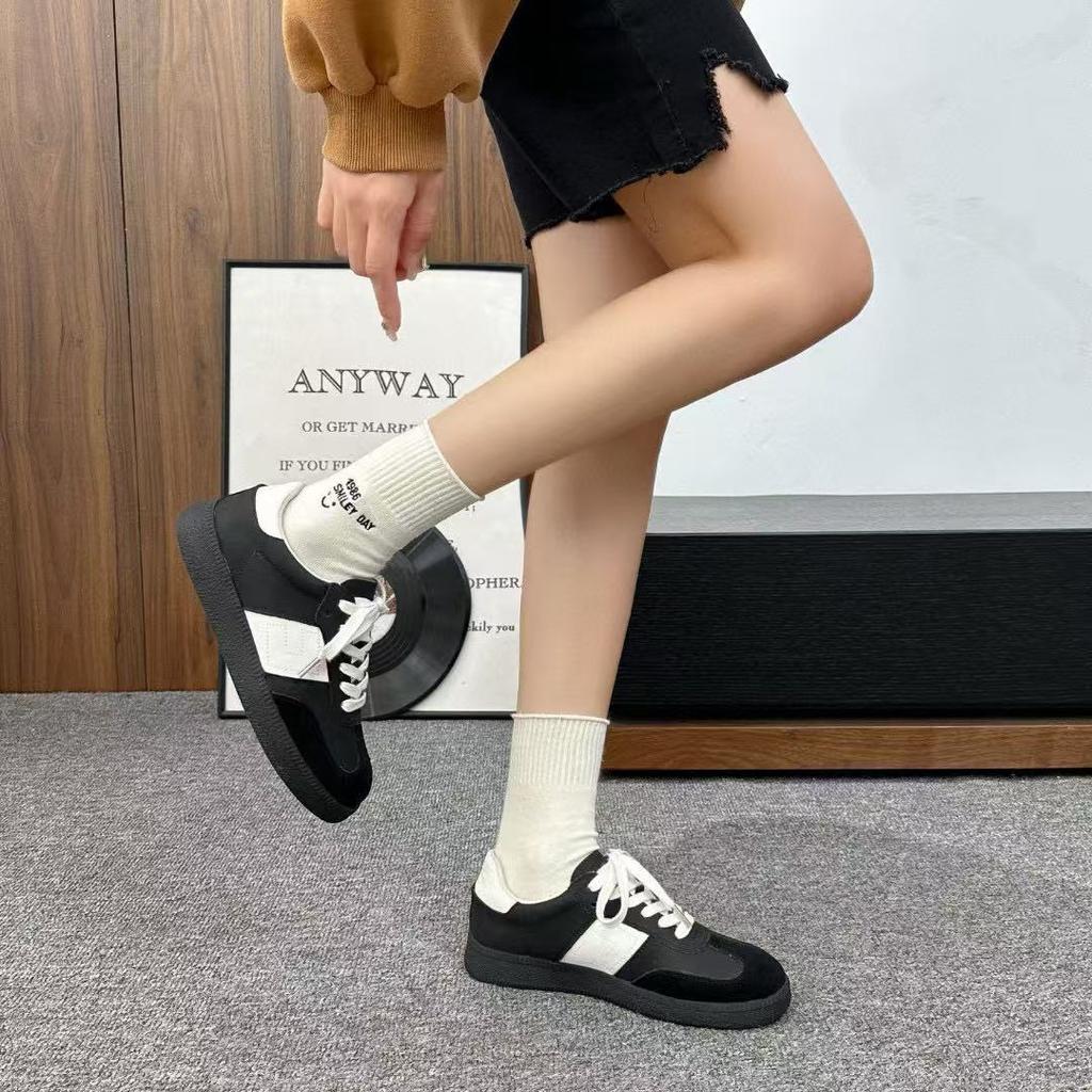 Two bars women's autumn and summer flat-bottomed white shoes women's versatile thick-soled daily casual soft baseplate shoes round head