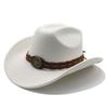 Knot Pattern Wool Felt Hat With Wide Brim For Men And Vintage Style