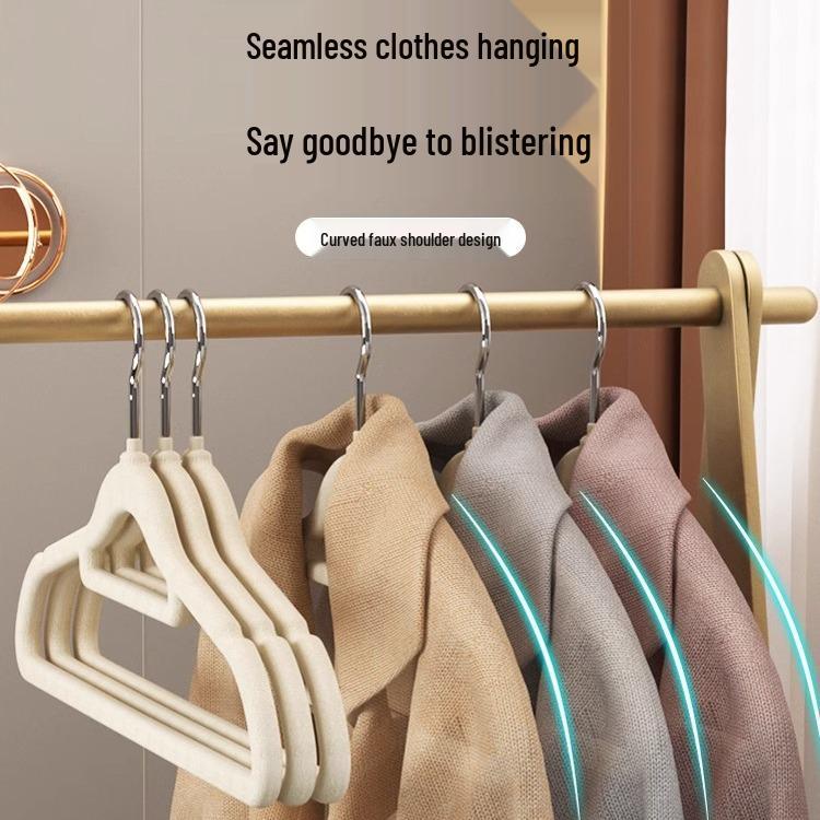 Non-slip Flocked Semi-circular Clothes Hanger with Drying Rack and No-mark Support