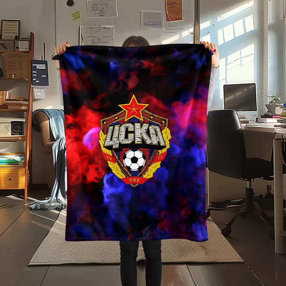 1Pc CSKA Moscow Logo Print Flannel Blanket High Quality Warm Comfortable Cover for All Seasons Perfect for Gifts Home Decor