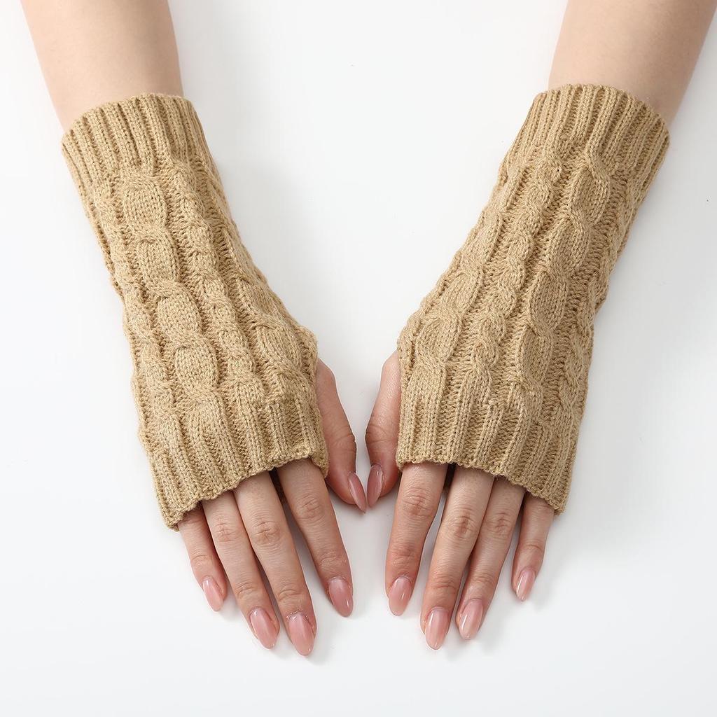 Unisex Cable Knit Wool Gloves: Warm, Stylish Autumn-Winter Arm Warmers