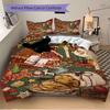3pcs Christmas Gingerbread House Bedding Set with One Quilt Cover and Two Pillowcases (No Core) - Festive Decorative Duvet Cover Set for Bedroom and G