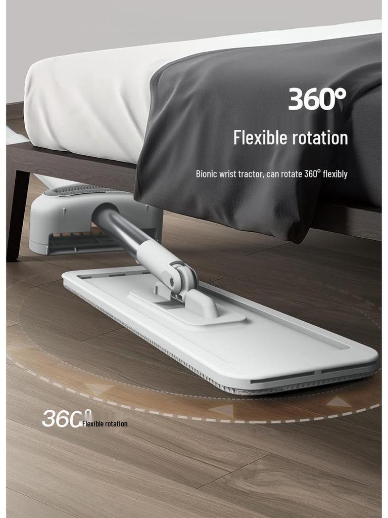 Hands-Free Rotating Flat Mop: Self-Wringing, Water-Absorbing for No-Rinse Floor Cleaning