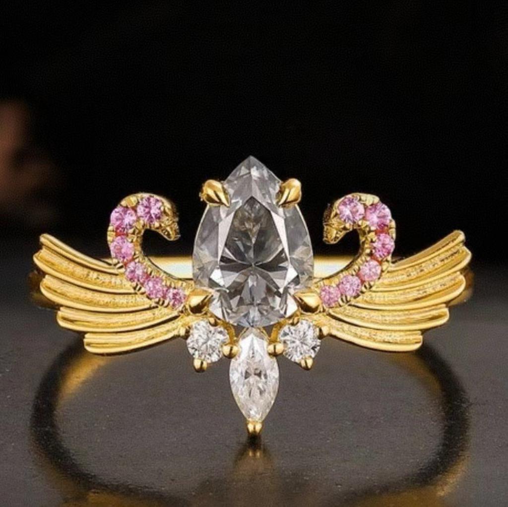 Luxury Niche Fashion Creative Versatile Angel Wing Ring, Love Angel Hot-selling Jewelry Wing Ring