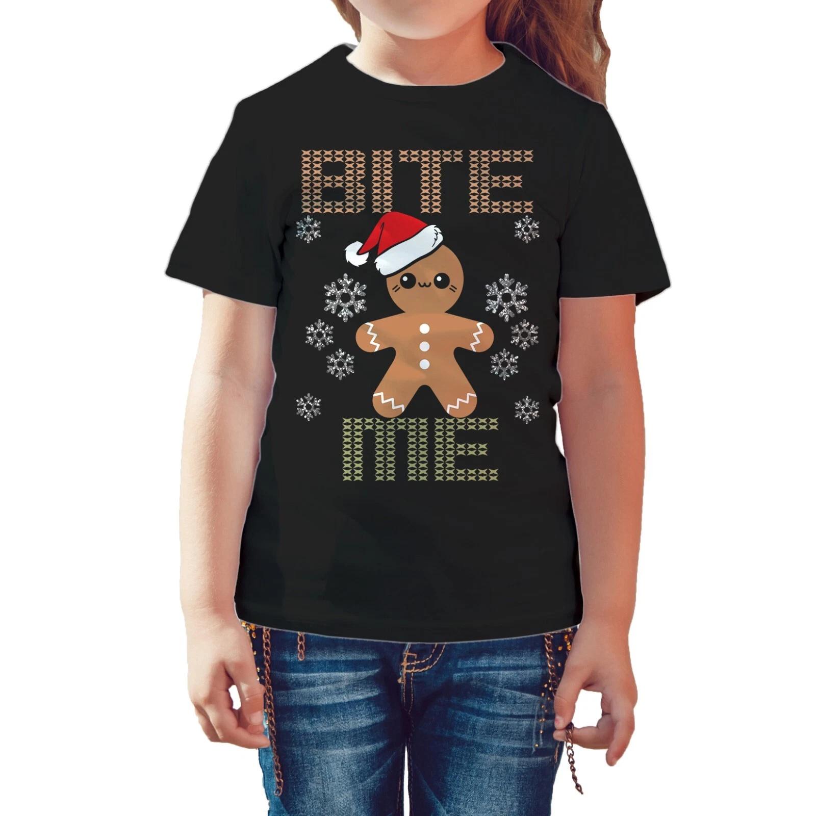 

Christmas Gingerbread Man Bite Me Snowflake Meme Cute Fun Official Kids T-Shirt 110