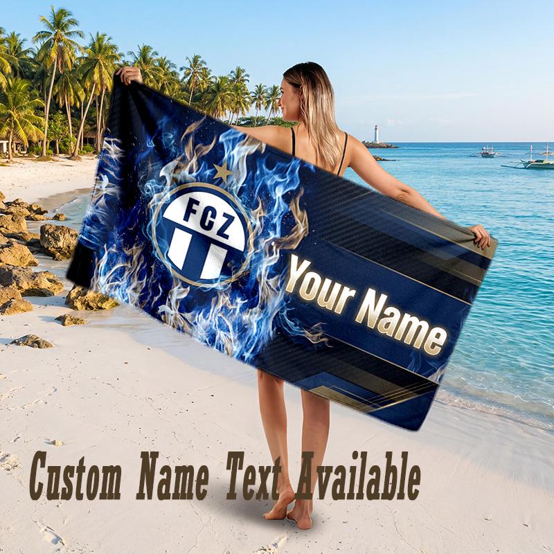 FC Zürich Design Beach Towel Custom Text Large Towel for Beach Vacation