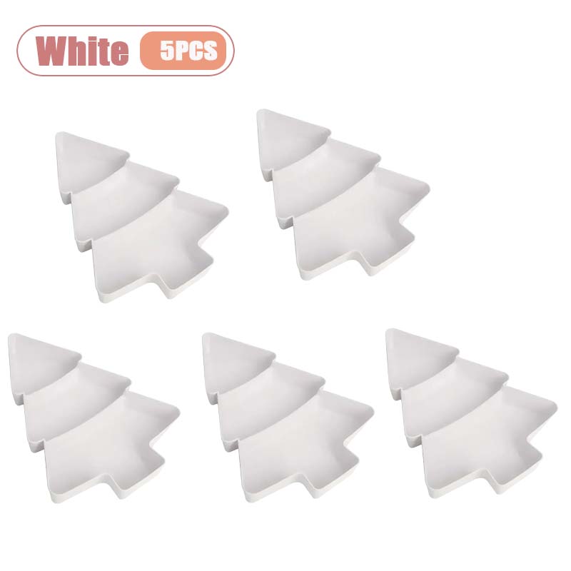 1-10PCS Plastic Divided Fruit Tray Christmas Tree Candy Dish Snack Plate Decorative Compartment Serving Tray for Living Room