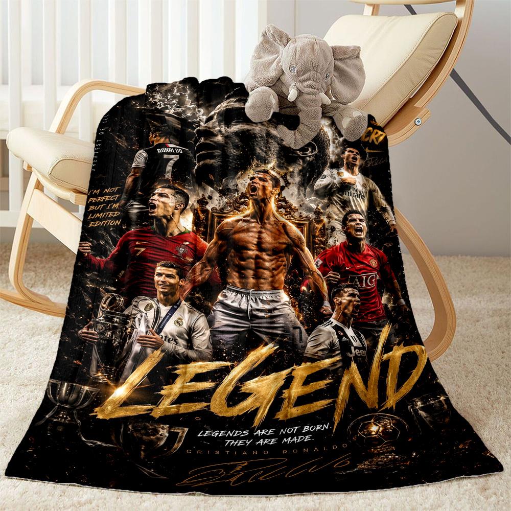 Ronaldo's Legacy: Goat Blanket Soft Warm Cozy Great for Sofa Bed Bedding All-Season Use Playful Design Suitable for Gifting Relatives and Friends