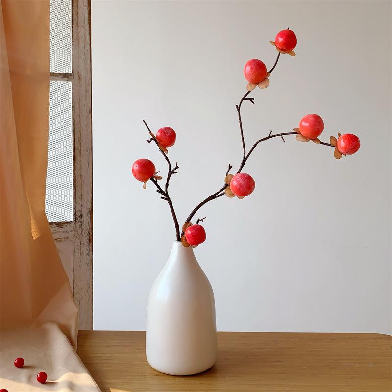Artificial Red Persimmon Bouquet Ornament for Living Room Decor