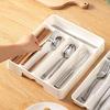 Kitchen Cutlery Organizer White Plastic Multi Compartments Stackable for Drawer Countertop Pantry Utensil Silverware Holder