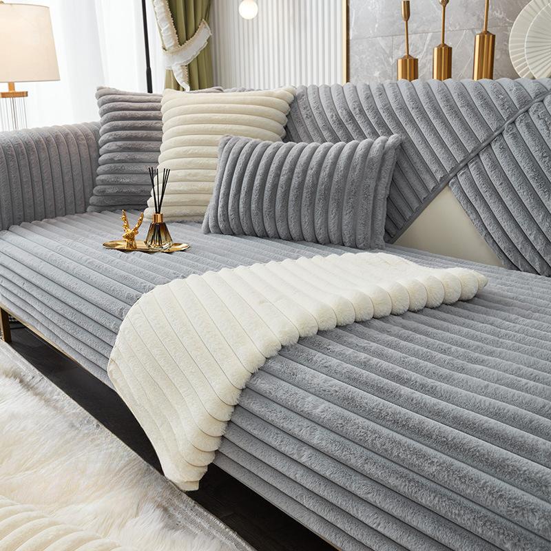Winter Thickened Rabbit Plush Sofa Cushion Winter Cushion Sofa Cover All-Inclusive Universal Cover