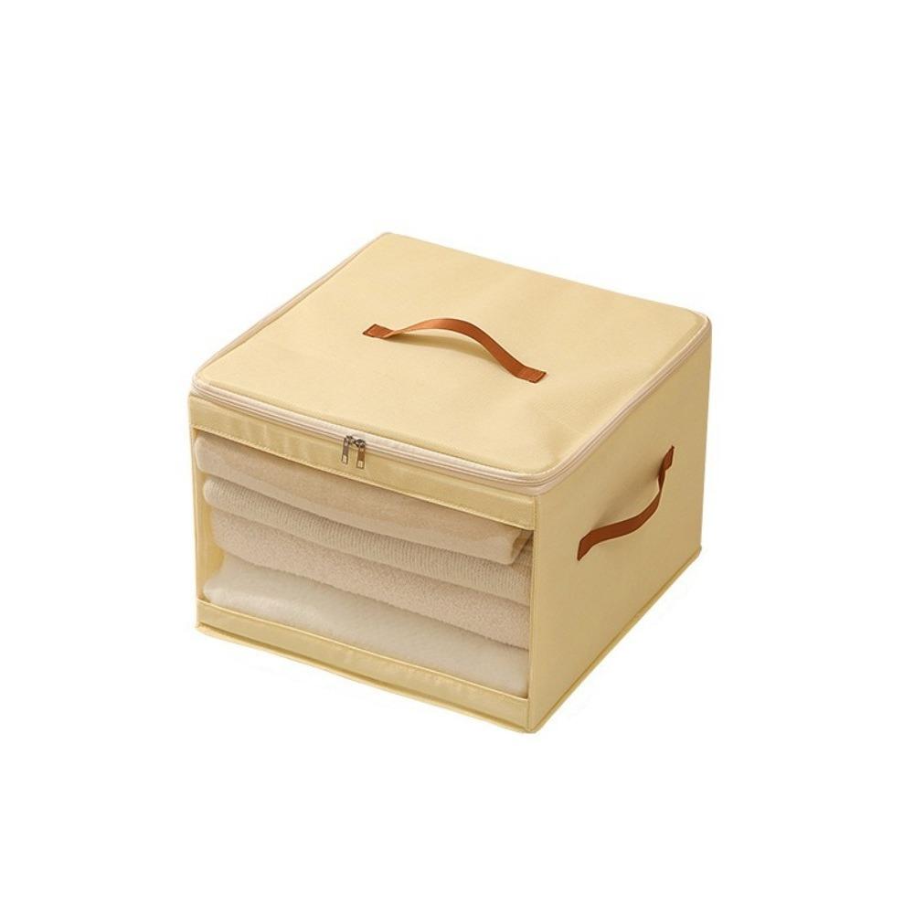 Non-woven Fabric Square Storage Box Large Capacity Zippered Clear View Clothes Storage Box with Handle Folding Clothes Organizer