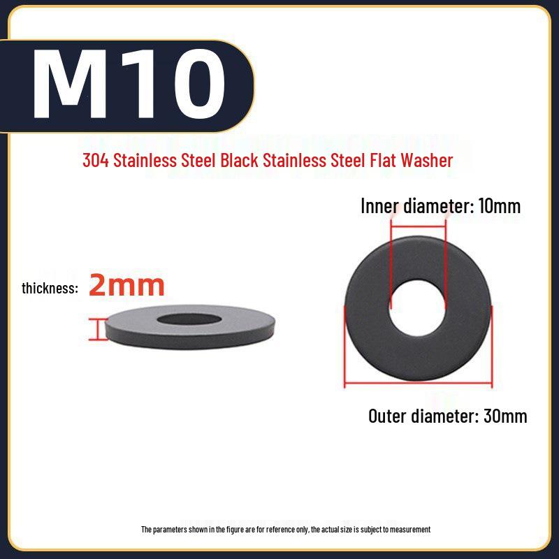 Yigu Yigu Stainless Steel Black Gasket Washer M3M4 Flat Screw Washer