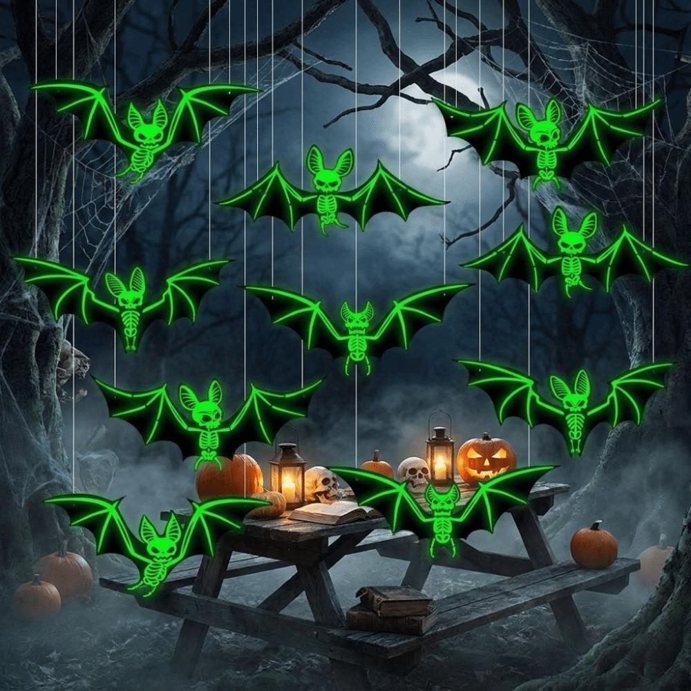 2D Flat Hanging Ornaments Fluorescent Luminous Decor New Bat Stickers Theme Party