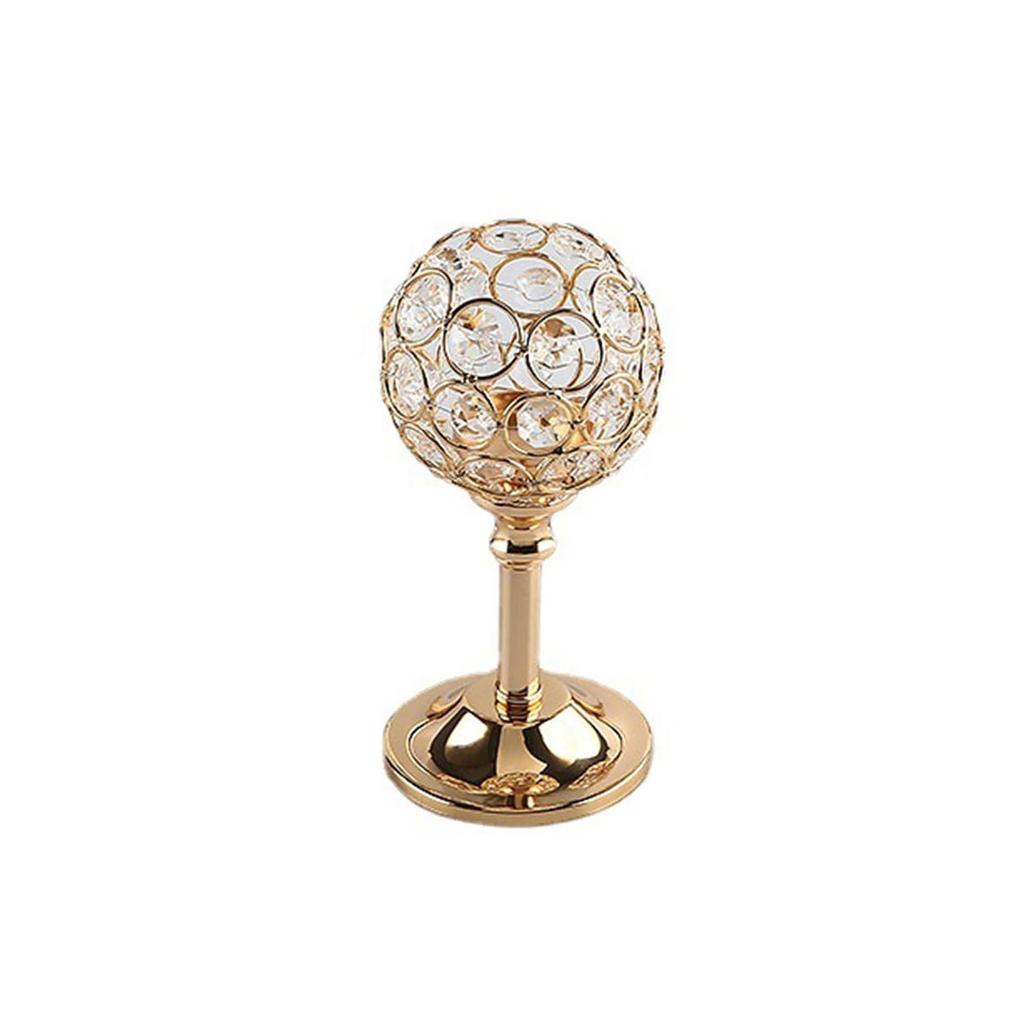 Gold Crystal Candle Holder Modern Tealight Candlestick Christmas Party Candle Stand Wedding Dinning Table Centerpiece