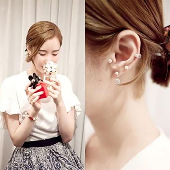 1Pair Ear Studs Faux Pearl Decor Jewelry Alloy Women Front Back Stud Earrings for Birthday Party