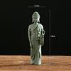 Antique Green Sandstone Buddha Statue: Zen Craftwork Water Feature for Home Decoration & Chinese Tea Pet Ornament.