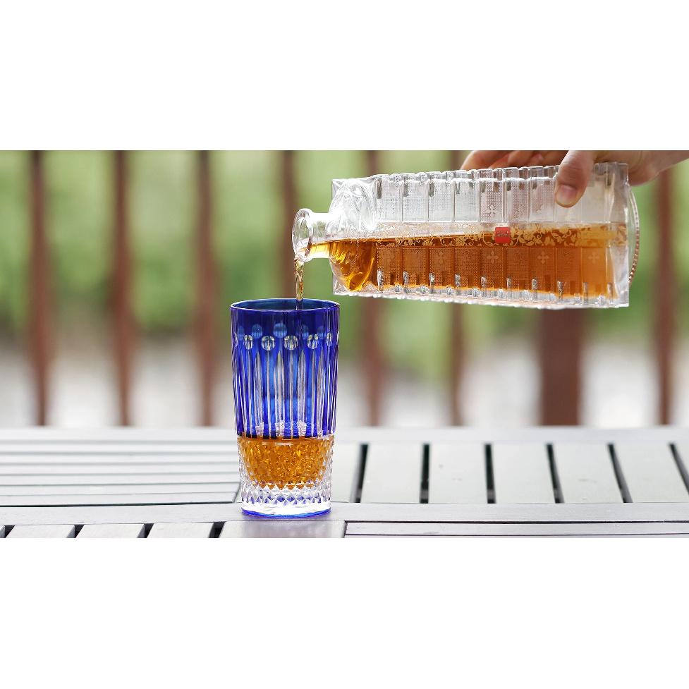 Edo Kiriko Blue Wine Drinking Glass Cup Lead-free Crystal Glass Blue Hand-blown Hand-carved Glasses Best Gift For Wedding