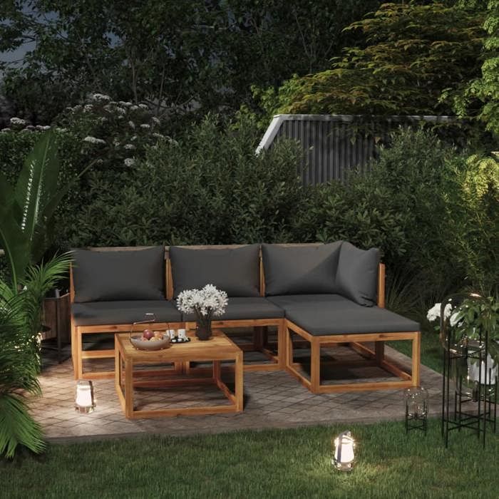 VidaXL Salon de Jardin 5 pcs avec Coussin Mobilier de Patio Meubles de Terrasse Mobilier de Jardin Meubles d'Extérieur Bois 3057602