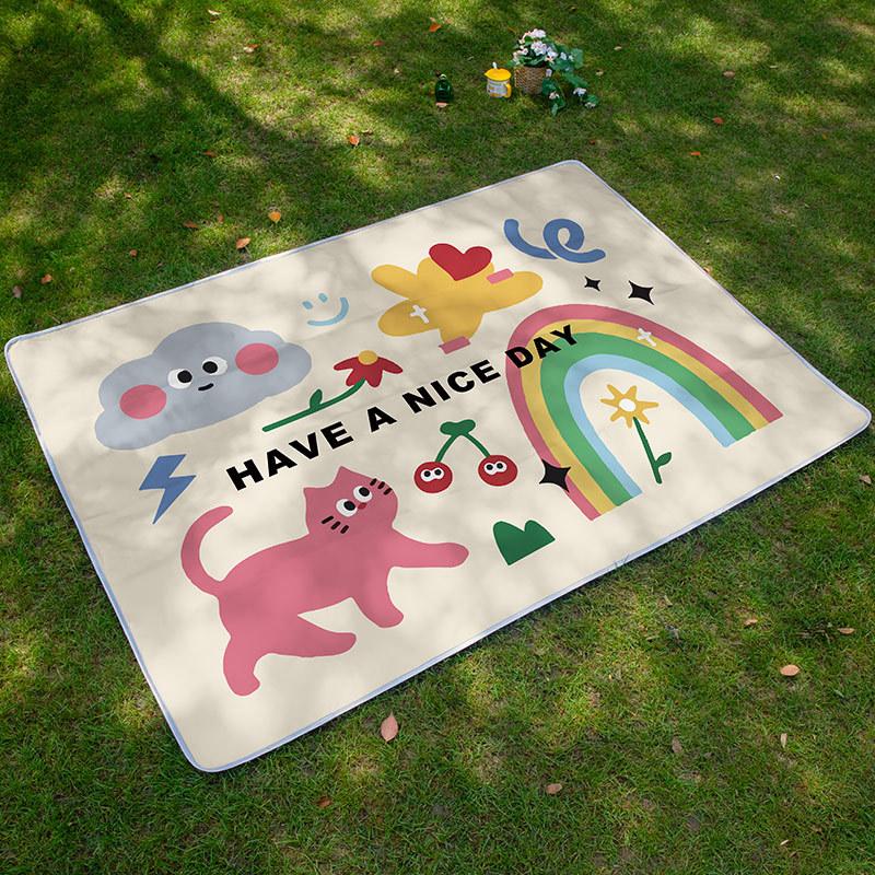 Little Adventurer Picnic Mat Moisture-proof Mat Picnic Cartoon Outing Puppy Spring Outing Portable Waterproof Insulated Lawn Mat