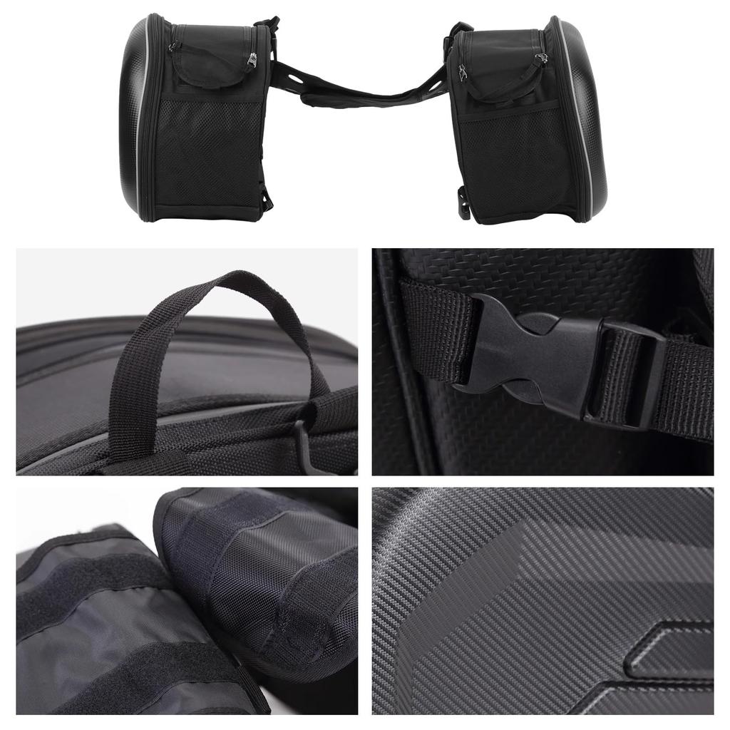 Aleawol Motorcycle Side Left and Right 29L Per Side Large Touring Bag with Reflective and Heat Universal Motorcycle Saddlebag for Everyday Outdoor and