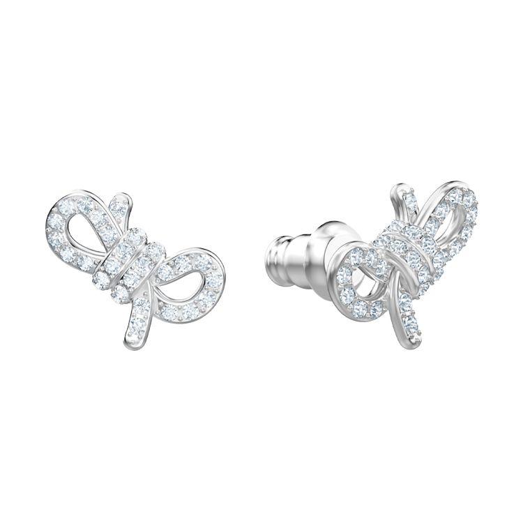 Swarovski Lebenslanges Schleifen-Halsketten- und Ohrring-Set für Damen Schmuck Weiß 5470594