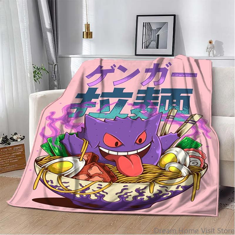Cartoon Flannel Fluffy Fleece Anime Figures P-Pokemon Blanket Home Sofa Lunch Break Blankets Children Student Kids Cute Gifts