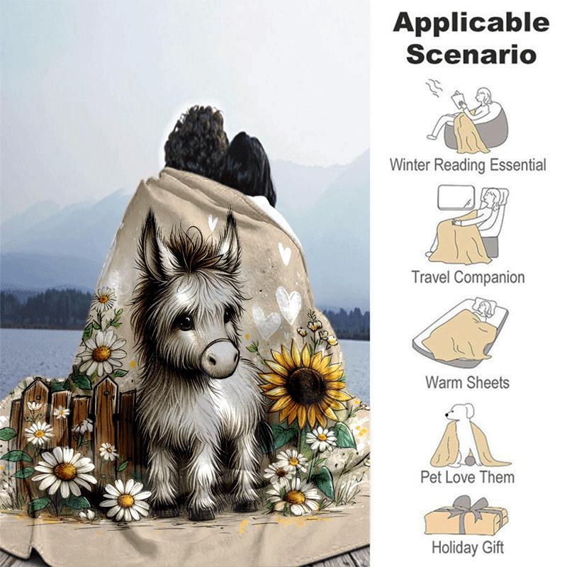 1pc Sunflower Printing Lightweight Flannel Blanket, Comfortable and Warm Blanket, for Camping Sofa Bed and Couch Office, in All Seasons