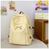Basic Pink Nylon Student Backpack With Bow Design For School Use