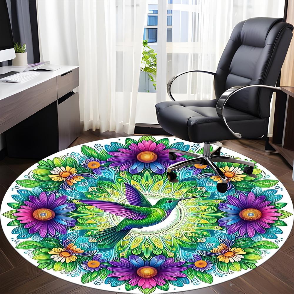 1pc Hummingbird Mandala Flowers Chair Carpet for Office, , Non-slip carpet, Very suitable for offices, farmhouses,Outdoor carpet yy251120072
