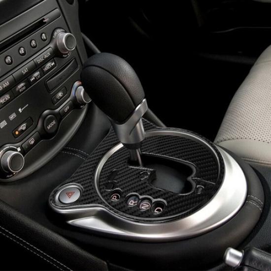 2pcs Black Carbon Fiber Automatic Gear Shift Cover For Nissan 370Z 2009-20 LHD