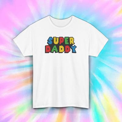 Super Daddy Shirt S-5XL Fun Dad Gift Colorful Letters Superhero Dad Tee Unisex T-Shirt