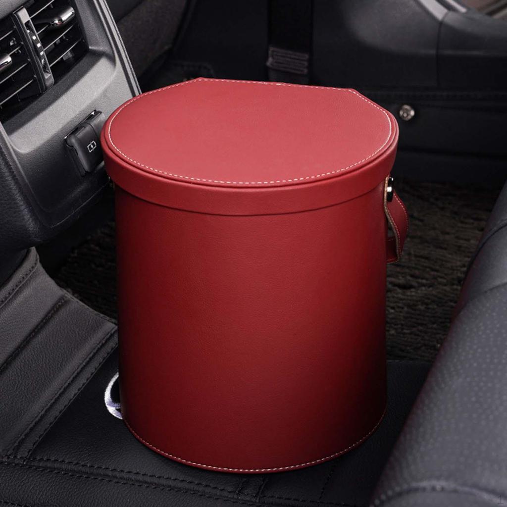 Car Trash Can Garbage 1.5 L Trendy Portable Wastebasket Organizer Container Bucket for Vehicle