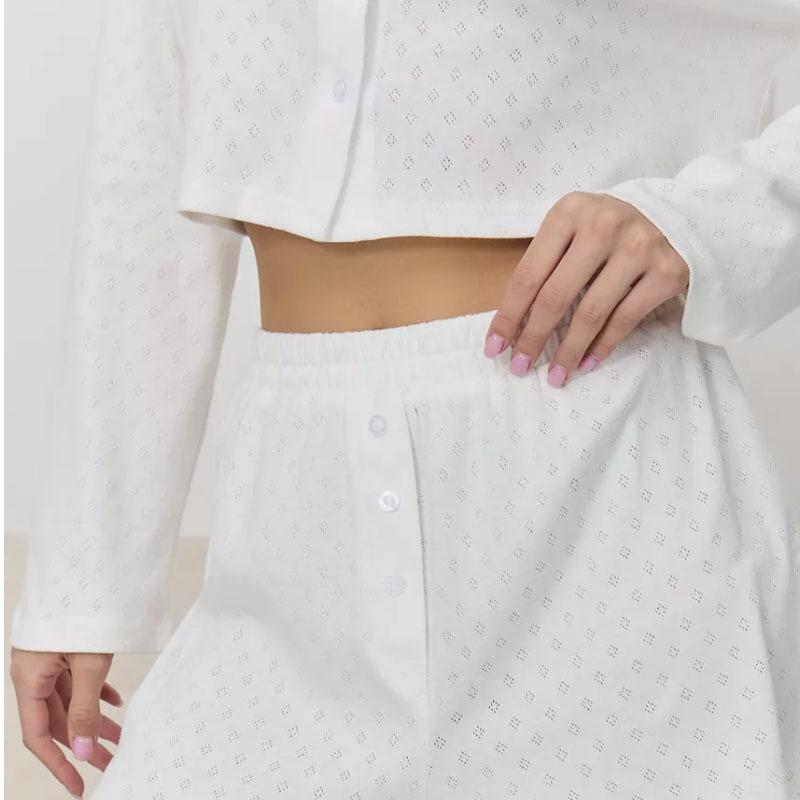 Spring and autumn new models, fine and beautiful women's pajamas, pure cotton long-sleeved shorts, home two-piece loungewear
