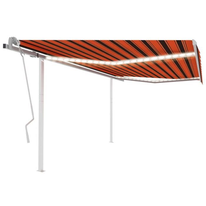 VidaXL Auvent manuel rétractable avec LED 4,5x3 m Orange et marron 3069965