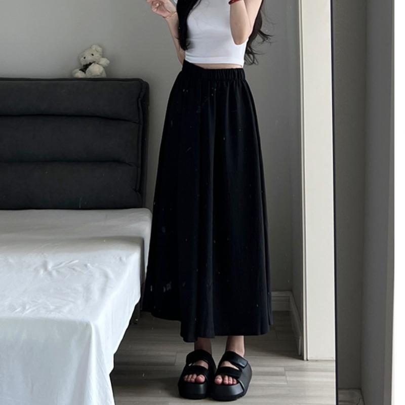 White Ice Silk Skirt Pants for Women In Summer Thin New High Waist Drooping Small Casual Skirt Pants