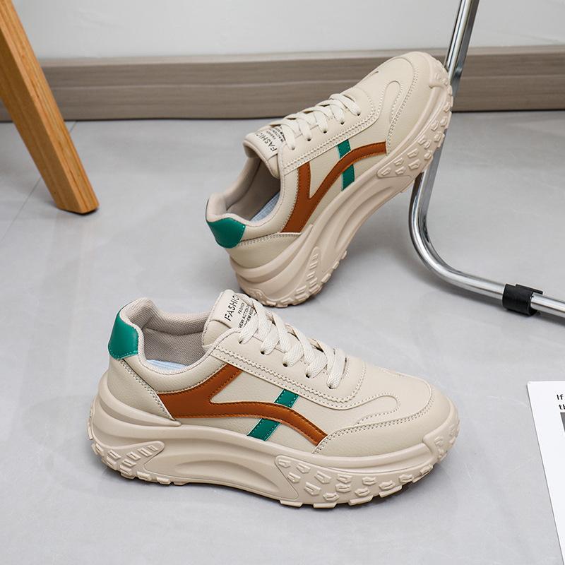 Women's Platform Sneakers Anti-Slip Comfort PU Leather Casual Walking Shoes Breathable Chunky Lace-Up Running Sneakers Female Tennis Shoes Dad Shoes