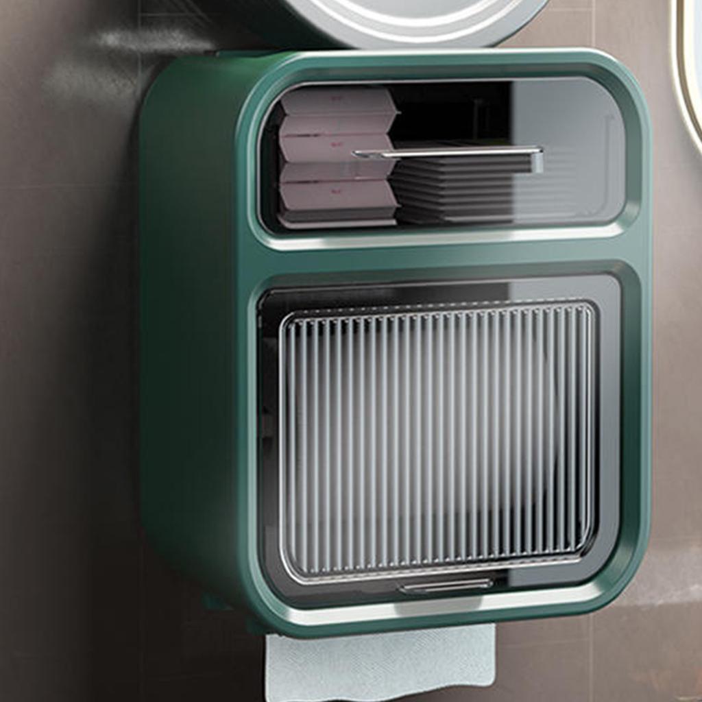 Toilet Paper Dispenser Toilet Paper Holder Stand Bathroom Storage Box Organizer with Drawer for Sanitary Pad Paper